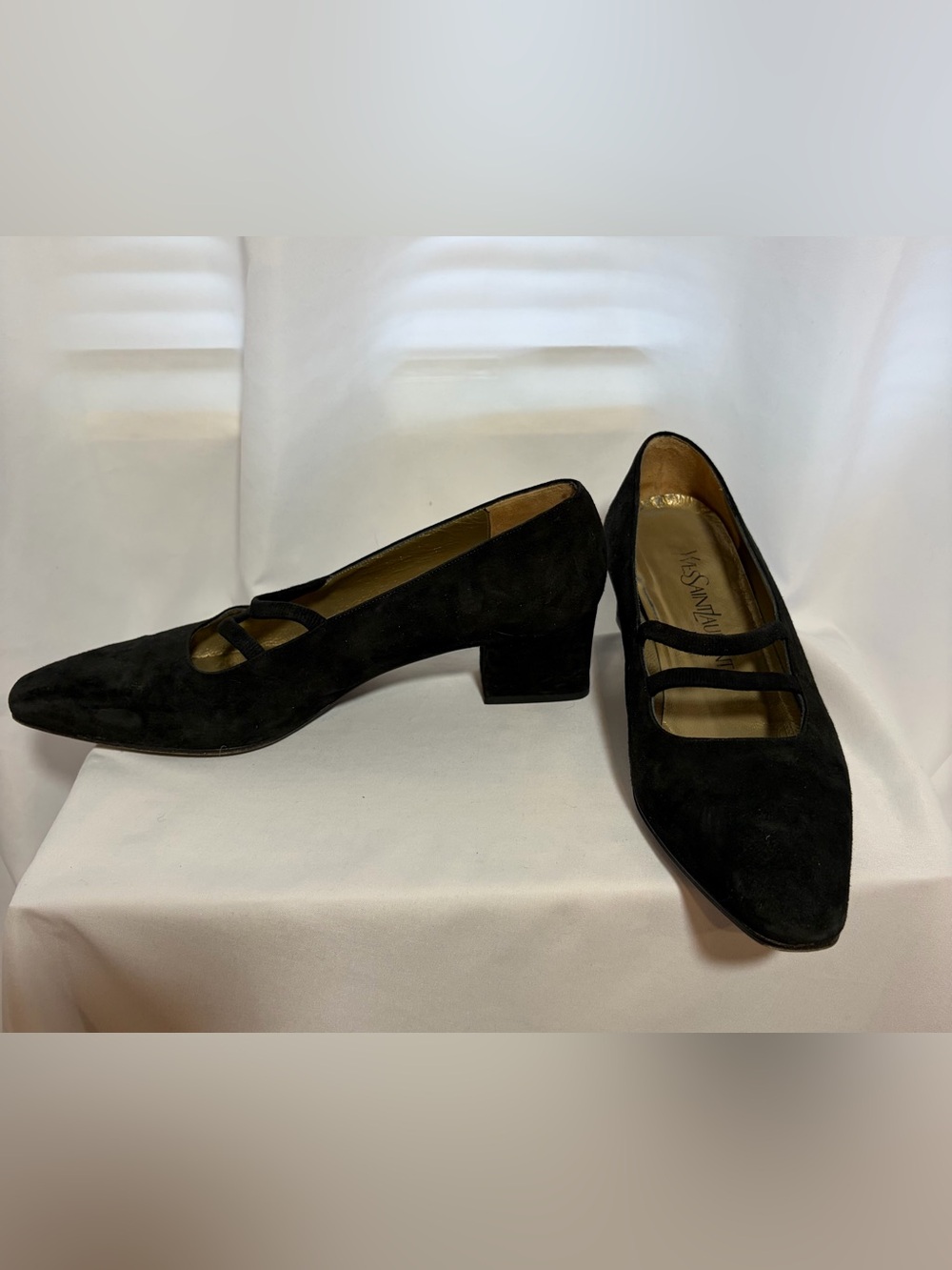 YVES SAINT LAURENT Black Suede Low Heels size 7.5